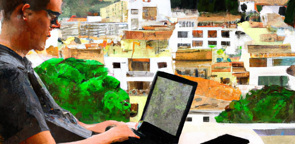 remote work visa for Spain digital nomad using laptop rural campo